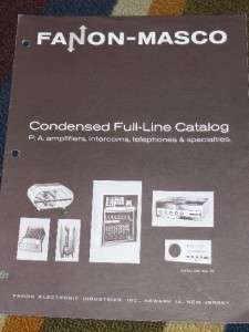 Vtg Fanon Masco Electronics Catalog Amplifiers/Phones  