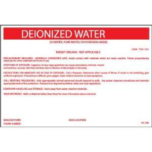  LABELS DEIONIZED WATER 3 1/4X5 P/S