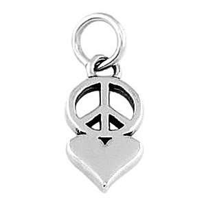  Sterling Silver One Sided Peace and Love Charm Jewelry