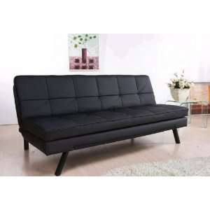   Leather Convertible Sofa in Black By Abbyson Living Furniture & Decor