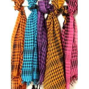  Lot of Five Arafat Scarves with Checks   Pure Cotton 