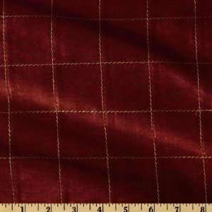  54 Wide Embroidered Dupioni Silk Squares Wine Fabric By 