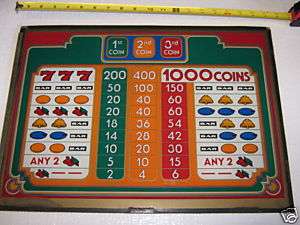 BALLY SLOT MACHINE   1090 FRUIT   PAYOUT  1000 coins  