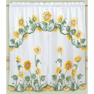  DreamHome   Arianas Sunflowers Kitchen Curtain, White 