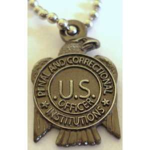 US Department of Corrections Prison Guard Mini Badge Pendant Necklace 