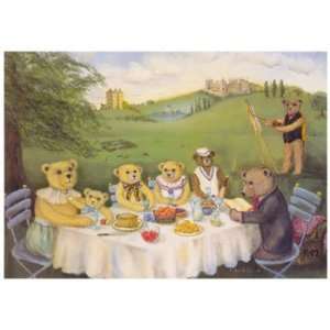  The Bear Family Picnic, Teddy Bears Note Card by Alexandra 
