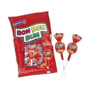 Bon Bon Bum Strawberry Lollypop Gum Filled 12 Count  