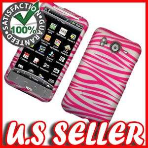 RUBBER PINK ZEBRA HARD CASE COVER FOR HTC INSPIRE 4G  