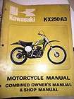 Kawasaki Owners Shop Manual 1976 KX250 A3