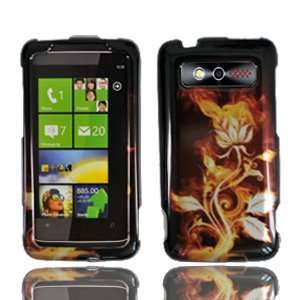 For Verizon HTC Trophy 6985 Accessory   Flaming Rose Design Hard 