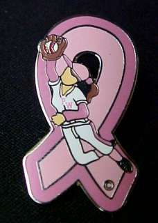 Breast Cancer Awareness Ribbon Softball Player Pin New  