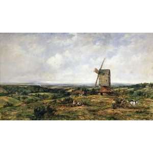 An Extensive Landscape With Figures By a Windmill by Frederick waters 