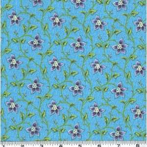  45 Wide Jasmines Palace Floral Aqua Fabric By The Yard 