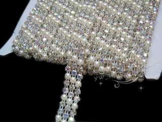   row ab clear and pearls trim size approx 16mm wide the rhinestone in