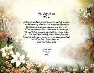 PERSONALIZED FOR MY SISTER POEM PRINT GIFT SISTER POEM  