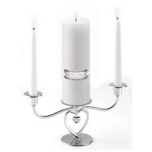  Engraved Medallion Unity Candle set With Heart Stand
