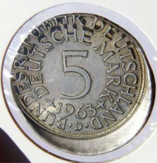 RRR German silver 5 mark 1963, ERROR coin,off centre,UNCIRCULATED 