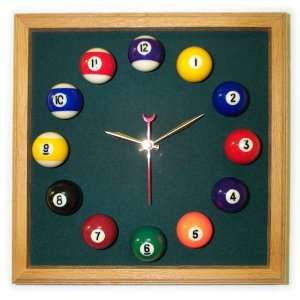  12in Square Billiard Clock Oak & Spruce Mali Felt 