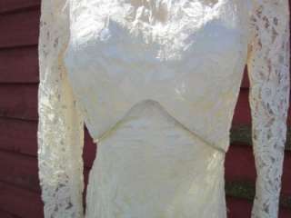 1920S SHEER LACE edwardian collar WEDDING GOWN Dress  