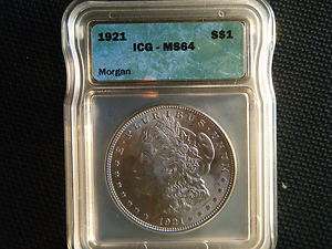 1921 Morgan Silver Dollar MS 64 BU Brillaint & Bright Luster  