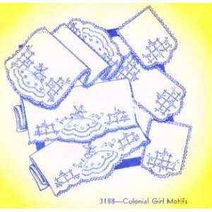  8230 PT G Colonial Girl Motifs by Aunt Marthas 3188 Arts 