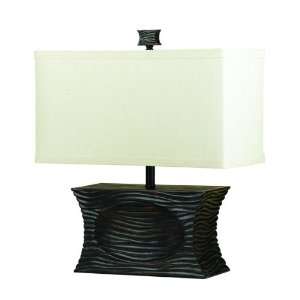   Base Accent Lamp, Faux Textured Wood, Natural Linen Hard Back Shade