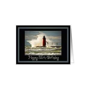  85th birthday lighthouse storm wave nautical coastal Card 