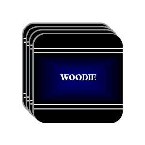 Personal Name Gift   WOODIE Set of 4 Mini Mousepad Coasters (black 