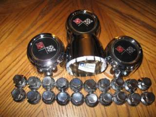 1978 Pace Corvette Center Caps Set Of 4 and 20 Lug Nuts  
