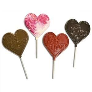 Be Mine Chocolate Heart Pops (Set of 4) Grocery & Gourmet Food