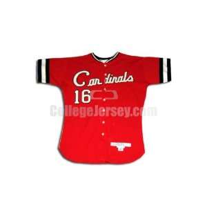  Red No. 16 Game Used Ball State McAuliffe Baseball Jersey 