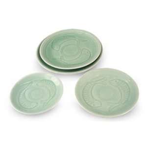  Dinner plates, Wriggling Fishes (set of 4) Kitchen 