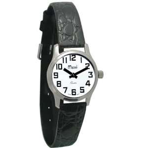    Ladies Chrome White Face Leather Band