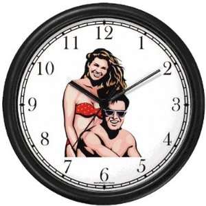Romantic Couple   Man and Woman in Swim Suits Wall Clock by WatchBuddy 
