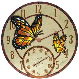 Springfield 91019 14 Poly Resin Mosiac Butterflies Clock with 