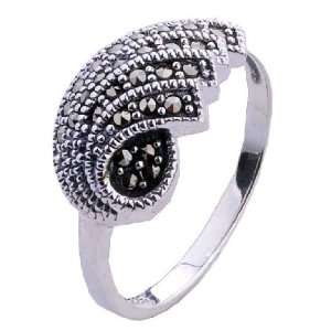 Womens Rings .925 Thai Silver Jewelry With Marcasite Tungsten Steel 