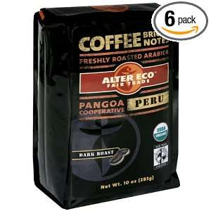 Alter Eco Fair Trade Peru Organic Coffee, Whole Bean, Dark Roast,10 