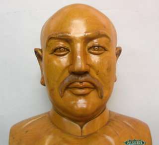 Chinese Wood Sun Yat Sen Bust Sculpture China 1930s  
