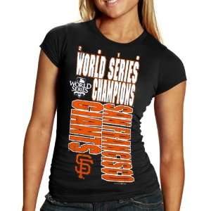   Giants Ladies Black 2010 World Series Champions Vertical T shirt