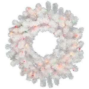  48 Crystal White Christmas Wreath 110 LED Frosted Multi 