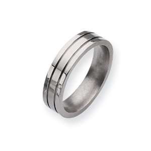  Titanium Grooved 6mm Brushed and Polished Band Size 10.5 