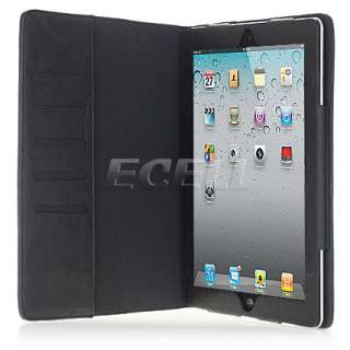 BLACK LEATHER FOLIO CASE STAND WITH CREDIT CARD HOLDERS POCKETS FOR 