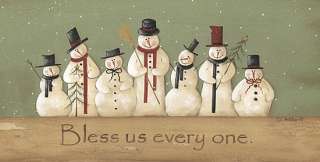 Bless Us Every One Snowman Christmas Framed Print Art  