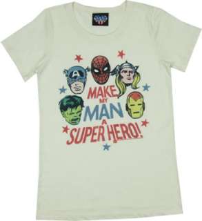 Make My Man A Super Hero   Junk Food Womens T shirt  