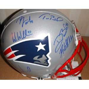 New England Patriots Stars Autographed Hand Signed Football Helmet