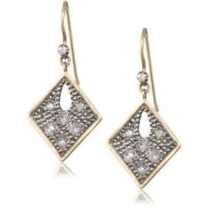   Wave 18K Yellow Gold, Oxidized Silver and Diamond Earrings Jewelry