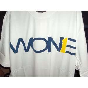  Wone Concepts Tee, White with Blue/Yellow Writing, XL 