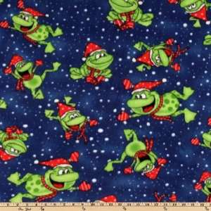  60 Wide Wonderama Fleece Santa Frog Navy Fabric By The 