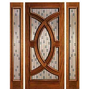   Zinc 36x96 Solid Mahogany Entry Door with Mosaic Style Glasswork