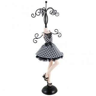 Black & White Plaid Cocktail Dress Jewelry Stand Dress Form Mannequin 